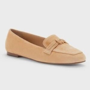NEW Talbots Stella Knot Loafers Womens Tan Beige Suede Leather Square Toe, Sz 8